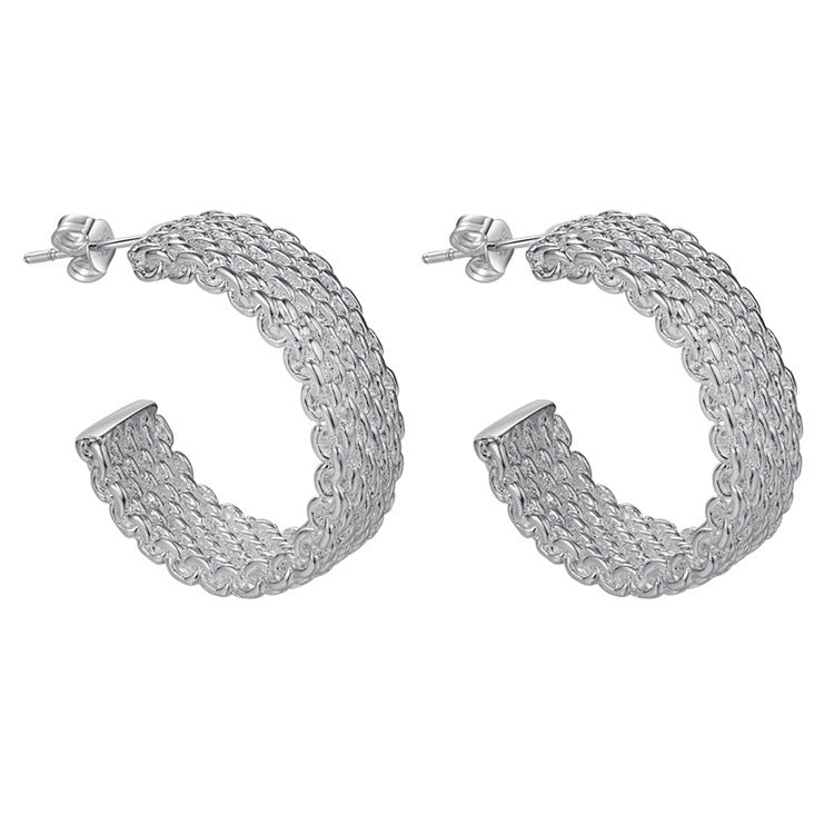 925 silver plated earrings mesh earrings female earrings