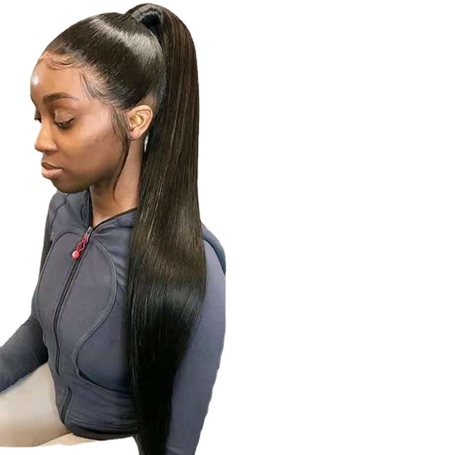 Mid-length Straight Hair Hand-woven Front Lace Synthetic Wigs