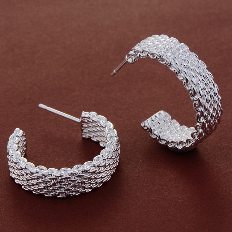 925 silver plated earrings mesh earrings female earrings