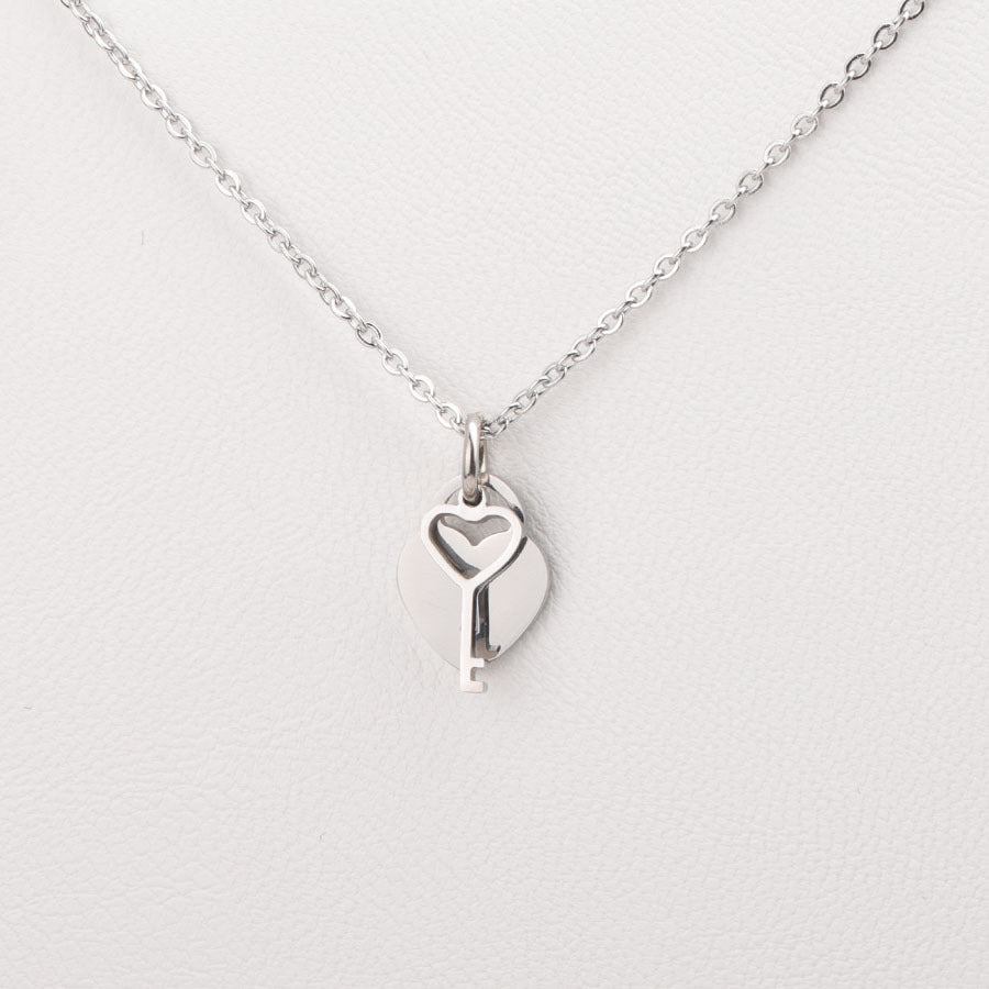 Mirror Stainless Steel Love Concentric Lock Key Necklace Titanium Steel Couple Necklace Jewelry Gift