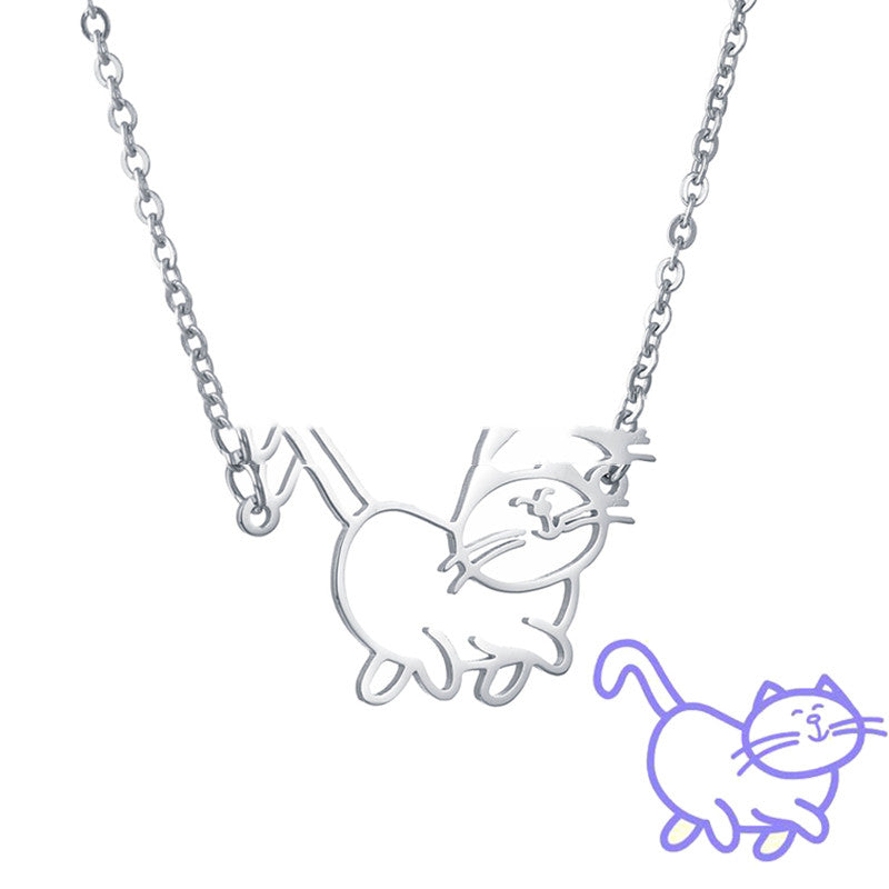 Diy Stainless Steel Children's Hand-painted Graffiti Necklace Commemorative Gift