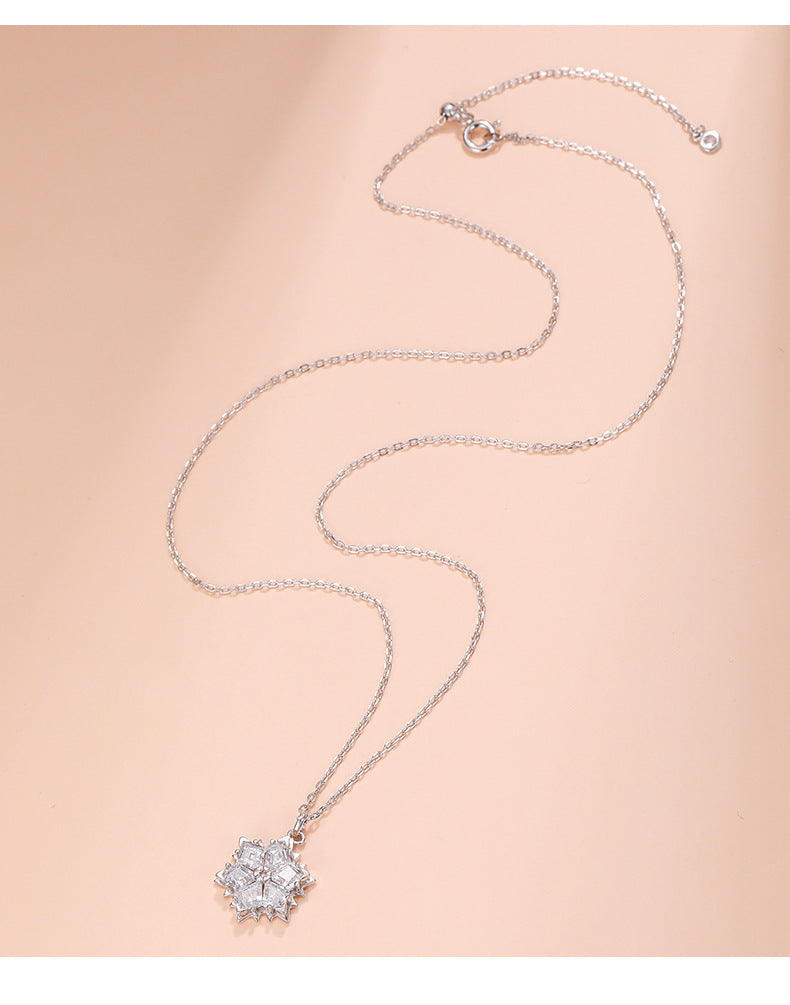 Sterling Silver Pendant Snowflake Clavicle Chain