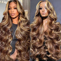 Women's All-match Piano Color Highlight Big Wave Lace Wig