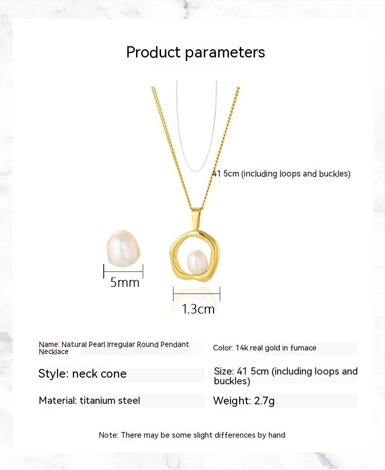 Shell Pearl Titanium Steel Pendant Necklace